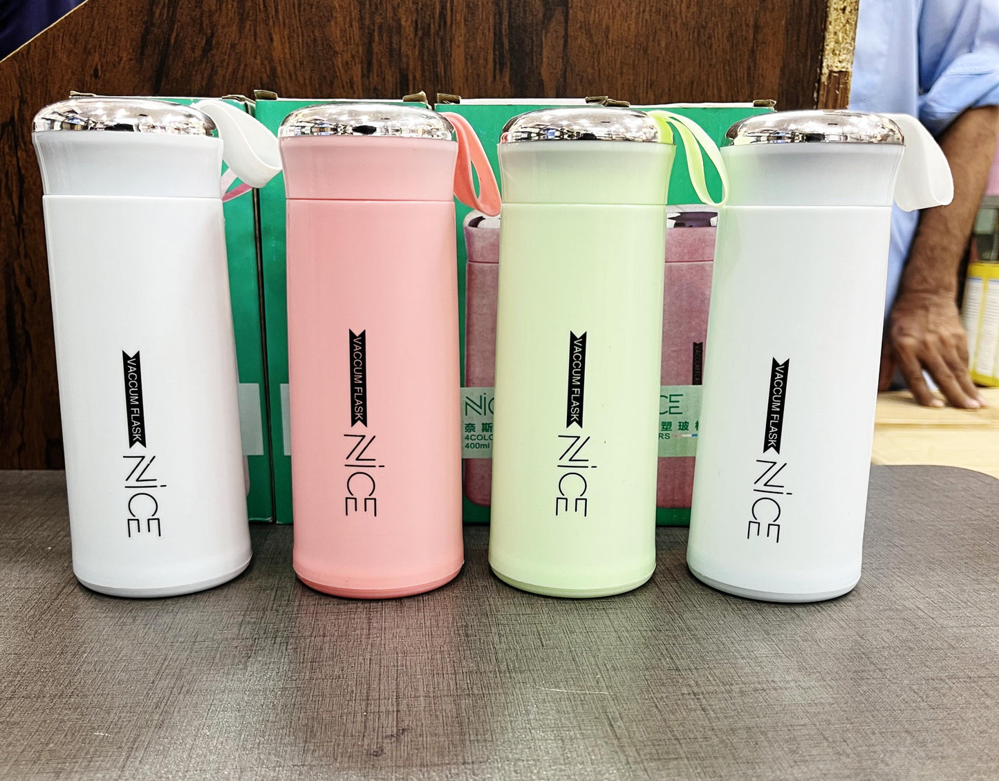 Nice 400ml Glass Water Bottle – Durable Glass Inner Liner with Silicone Plastic Shell | Leak Proof & BPA Free | Portable & Reusable Water Bottle for School, college,office