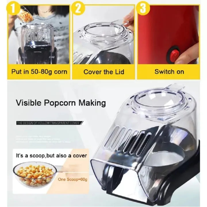 Mini Electric Hot Air Popcorn Maker | Portable Oil-Free Healthy Snack Machine for Kids & Travel