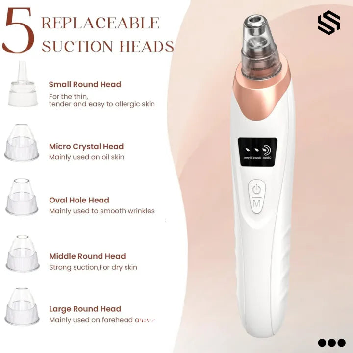 Blackhead, Whitehead Removal Machine Derma Suction 5 In 1 Black Head, whitehead  Remover Machine Acne Pimple Pore Cleaner Vacuum Tool