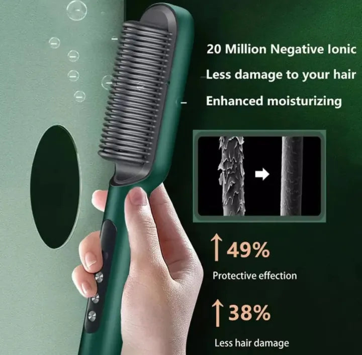 Electric Hair Comb Hair Straightener Brush 909 – Fast Heating Hair Styler Brush for Women & Men | Professional Ceramic Ionic Straightening Comb