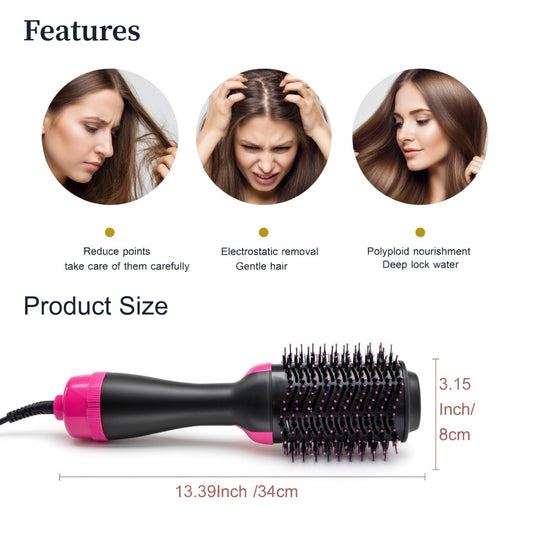 Professional 3 in 1 Hot Air Brush Hair Styling Tool ( Dryer, Styler, Straightener & Curler)