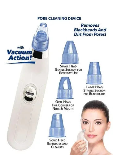 Blackhead, Whitehead Removal Machine Derma Suction 4 In 1 Black Head, whitehead Remover Machine Acne Pimple Pore Cleaner Vacuum Tool
