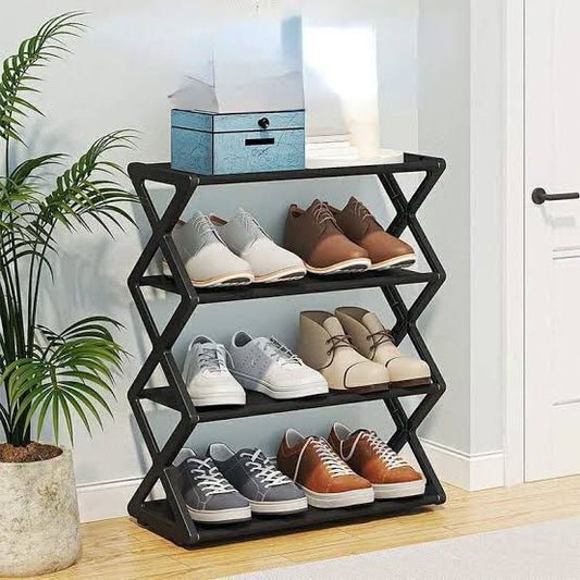 Zigzag X Shape 3-Layer Shoes Rack – Space Saving Shoe Organizer for Home