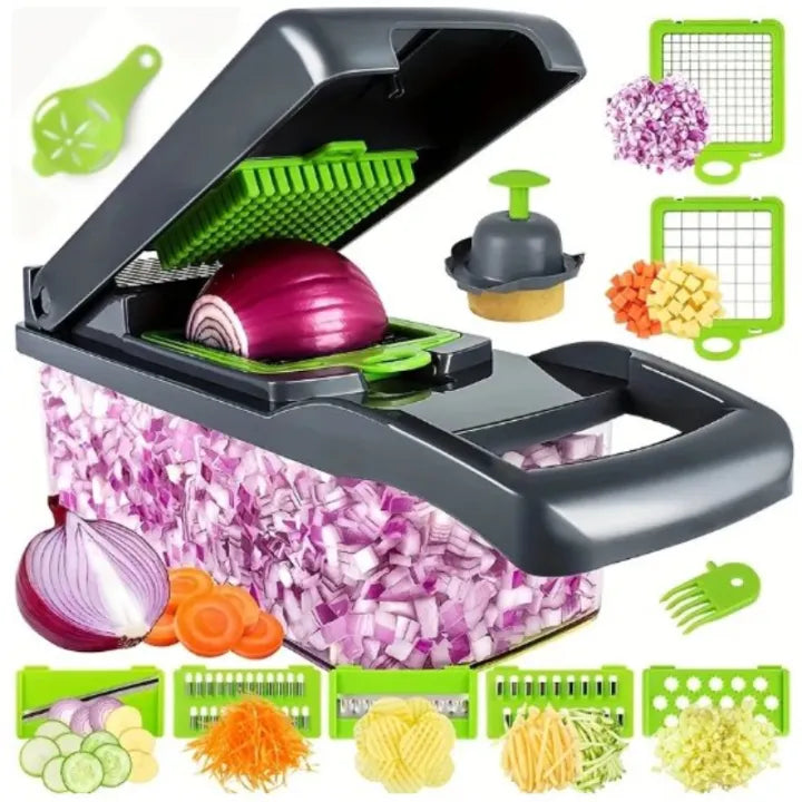 Vegetable cutter - Slicer cutter - Fruit cutter - Slicer - Chopper - Multifunctional cutter - 16 in 1 cutter - Dicer - Manual cutter - Onion chopper