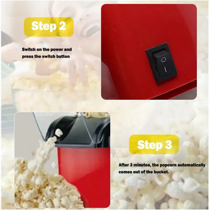 Mini Electric Hot Air Popcorn Maker | Portable Oil-Free Healthy Snack Machine for Kids & Travel