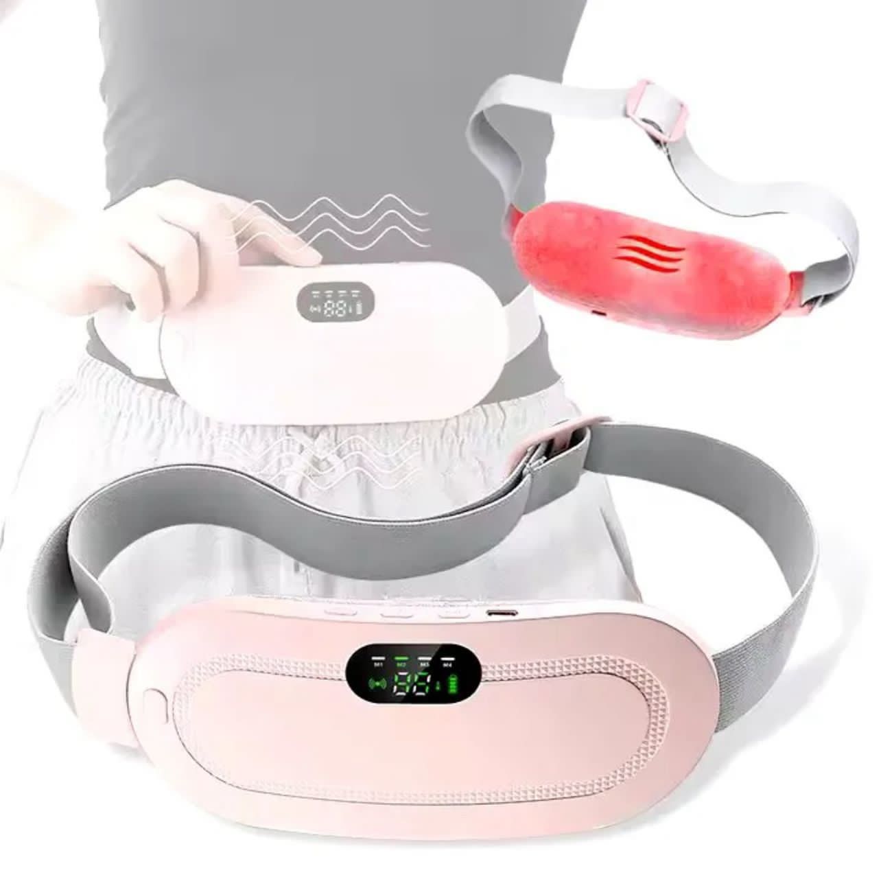 Rechargeable electronic Period Cramp Massager Heating Belt for Menstrual Pain Relief – Waist & Stomach Warmer for Women