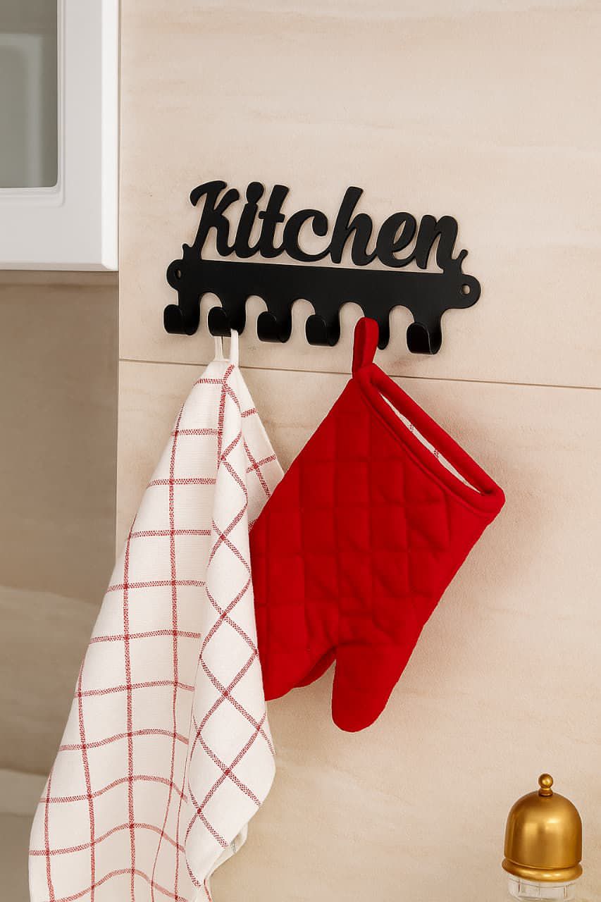 Decorative Home Wall Keychain Holder – Metal Key Hanger with 5 Hooks for Keys, Kitchen Utensils & Accessories – Modern Home Decor