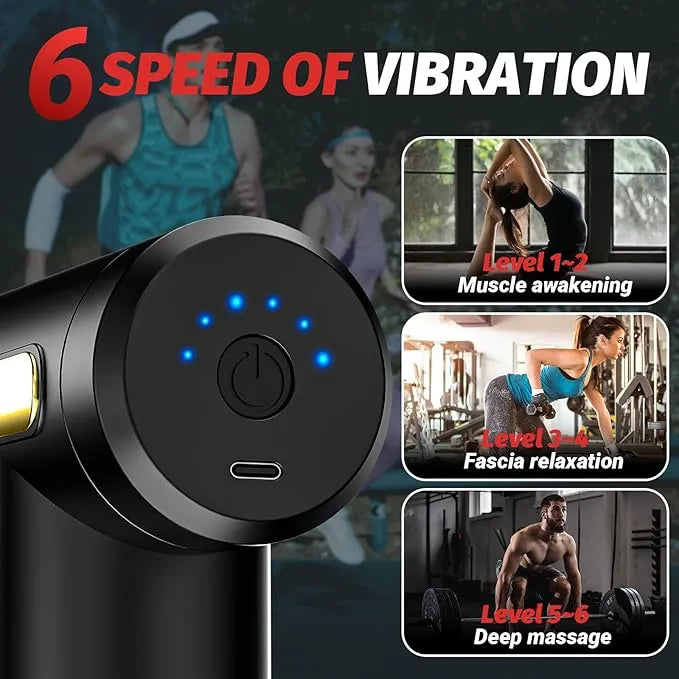 Powerful Deep Tissue Massage Gun – Full Body Pain Relief & Muscle Recovery – Multiple Attachments, Adjustable Speed, Rechargeable – Massager Machine