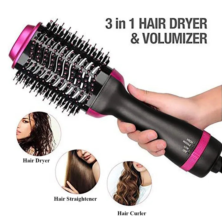 Professional 3 in 1 Hot Air Brush Hair Styling Tool ( Dryer, Styler, Straightener & Curler)
