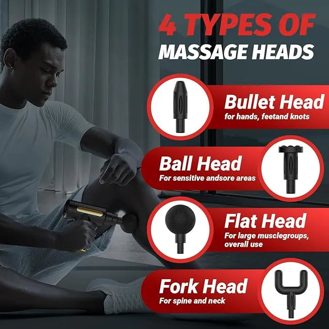 Powerful Deep Tissue Massage Gun – Full Body Pain Relief & Muscle Recovery – Multiple Attachments, Adjustable Speed, Rechargeable – Massager Machine