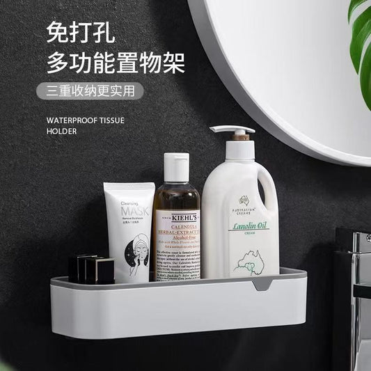 Bathroom , Makeup Storage Rectangular Rack Shelf Organizer Toilet Adhesive Shampoo Gel Storage Basket Decoration Bathroom Corner Shower Shelf Rack Accessories